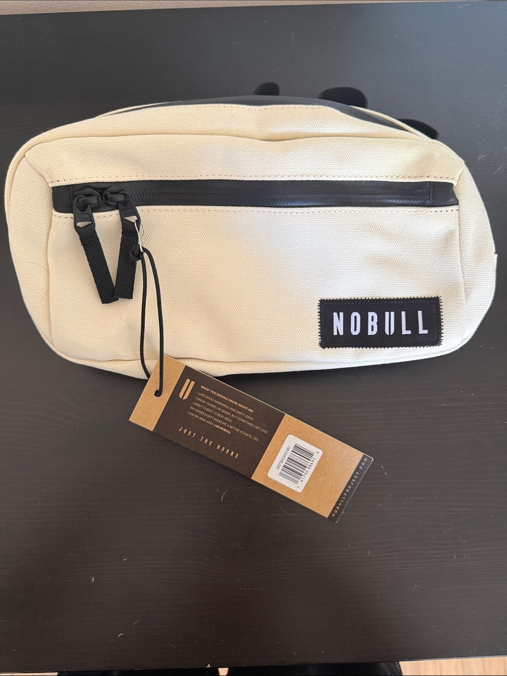 NOBULL Cream Canvas Waist Pack with Black Trim